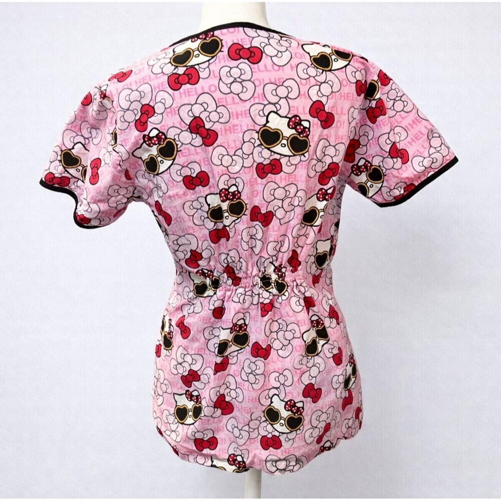 Hello Kitty Pink Nurse Scrub Medical Care Top Small Cute Sunglasses Bow Kawaii - Picture 3 of 7